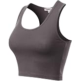 MixMatchy Women's Racerback Crop Tank Top Workout Yoga Gym Shirt