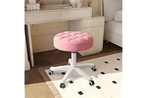 HDHNBA Small Chair Round Rolling stools with Wheels, PU Leather Height Adjustable Swivel Work SPA Salon Stools