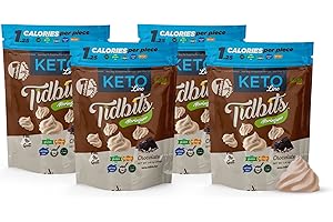 Tidbits Fun Bites Meringues, Keto Friendly Gluten Free Snacks, Low Carb Keto Snack, Low Sugar Snacks for Keto Diet, 1.25 Cal per Piece, Pack of 4 Low Calorie Snacks, Chocolate – Santte Foods