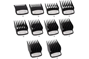 BLOTMS 10-Piece Clipper Guard Set, Black Professional Clipper Guard Set Compatible with Most Wahl Clippers (1.5-25mm), Premium Close Cut to 1-Inch,Black