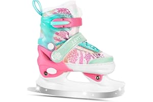 LEVYTEMP Adjustable Snowflake Ice Skates for Kids Boys Girls, Comfort Lining Ice Skating Shoes Every Winter Adventure for Beginner - Ages 3-12,Green & Pink,Purple