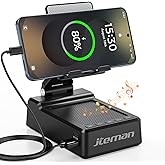 JTEMAN Gifts for Men Women,Adjustable Cell Phone Stand with Bluetooth Speaker and Charging Function,Cool Tech Gadgets Gift Idea for Dad Mom Birthday