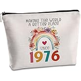 SYIJIMSJKT 50th Birthday Gifts for Her Makeup Bag 1976 Anniversary 50 Years Old Birthday Decorations for Mom Friends Sister Happy 50th Birthday Gift Ideas Travel Zipper Pouch