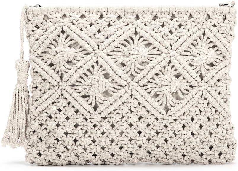 Clutch Purses for Women, Tassel Straw Handbag Vintage Handwoven Bag Summer Beach Bag
