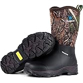 Trudave Rubber Boots for Men with Steel Shank, Waterproof Mid Calf Mens Rain Boots, 5.5mm Neoprene Insulated Mud Work Boots for Garden, Size 6-13