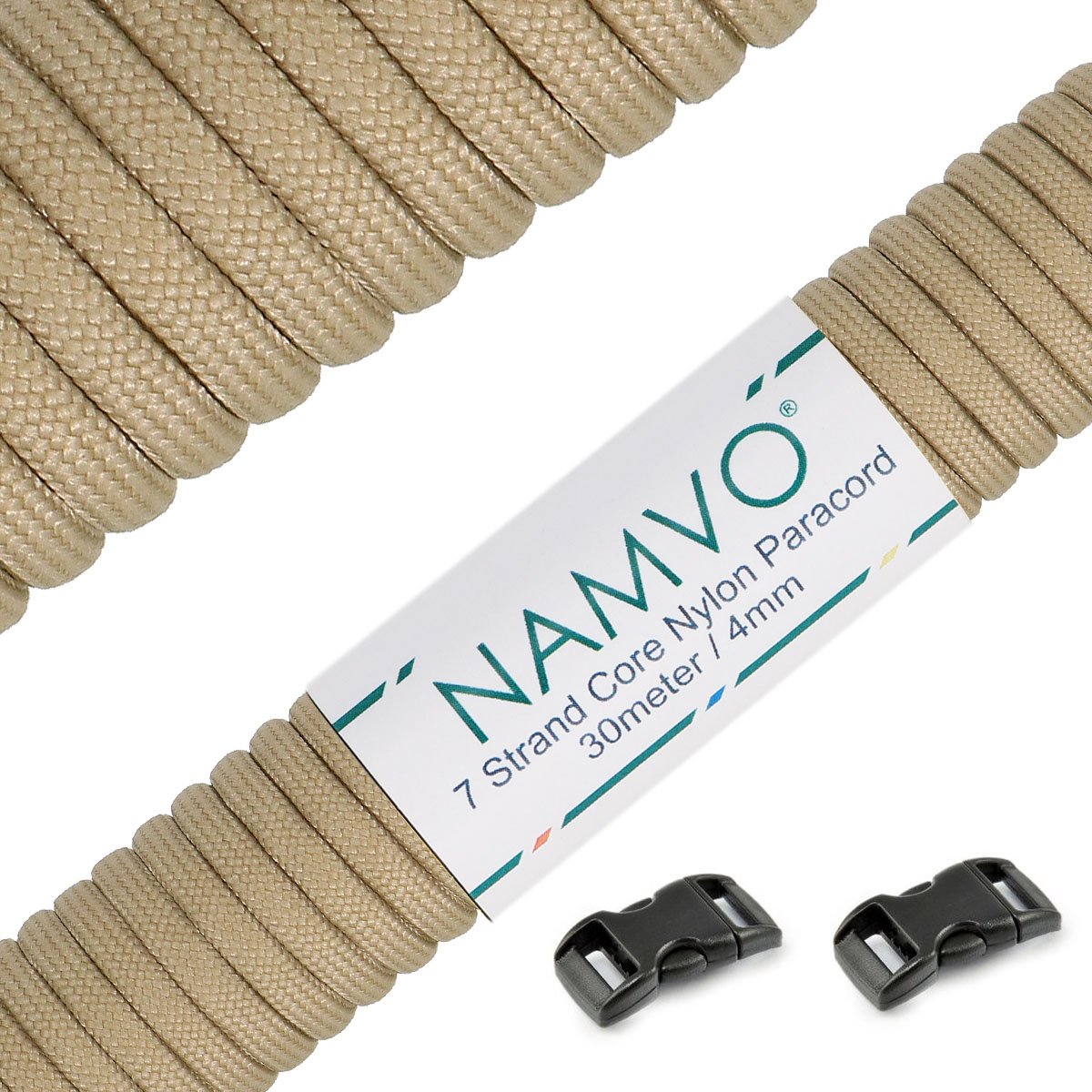 Namvo 550 Paracord Mil Spec Type III 7 strand parachute cord Total Length 100ft / 30 Meters, apricot
