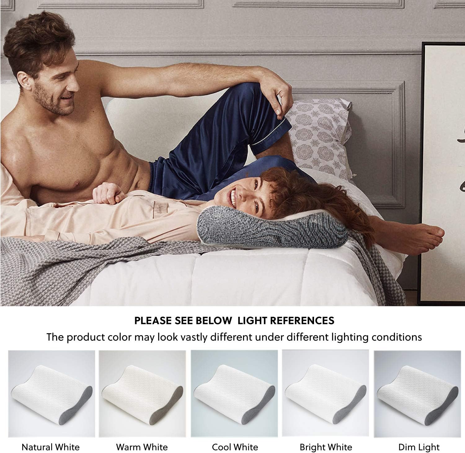 Bedsure Memory Foam Contour Pillow, Ergonomic Orthopedic Neck Support Firm Pillow, Cervical Pillow for Neck Pain, for Sleeping, Washable Pillowcase Included - Standard Size: Home & Kitchen