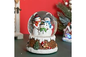 DUSVALLY Snow Globe Christmas Water Globe Christmas Decoration Music Crystal Ball Snow Globes with Snowflakes 100mm,Lovely Snowmen