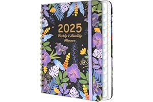 MOSA BEAR 2025 Planner- Weekly and Monthly Planner, January 2025 - December 2025, Spiral Bound Hardcover Calendar Planner Book with Tabs, Inner Pocket, Perfect for School Supplies Office Home , A5 (6.3" x 8.5"),Black