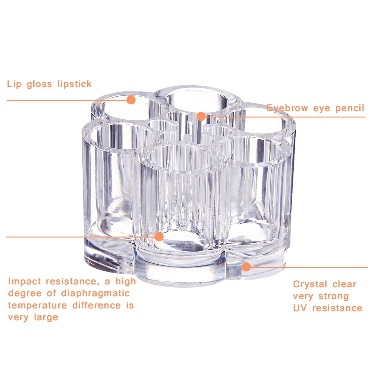 Acrylic Makeup Organizer with 12 Slots in 2 Sizes Clear Round Cosmetic And Lipstick Organizer