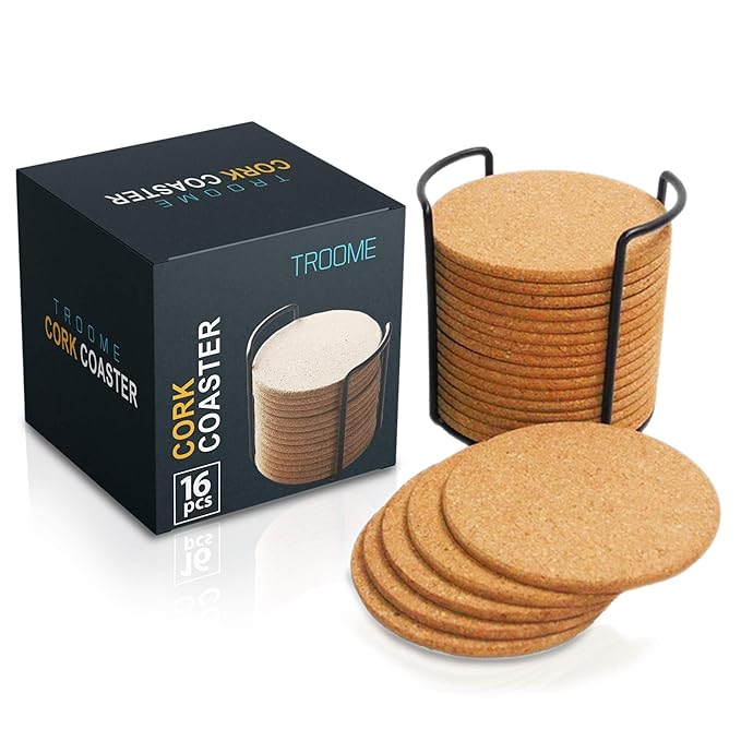 Cork Coasters Natural Absorbent Drink Table Blank Coasters Circles Set