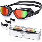Vegemono Swim Goggles, Unisex Adult Swimming Goggles Anti Fog Anti UV No Leakage Wide View for Men Women Youth