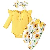 GDTOGRT Baby Girl Clothes Newborn Infant Outfits Ruffle Romper+ Floral Pants + Cute Headband Sets for Girls