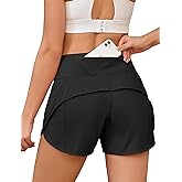 Lainlight Womens Athletic Running Shorts with Liner - Quick Dry Gym Workout Shorts,Zipper Pocket