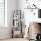 VASAGLE Corner Shelf Unit 4-Tier Ladder Shelf Greige Black LLS034M01 view 3