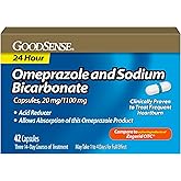 Good Sense Omeprazole 20 mg + Sodium Bicarbonate 1100 mg Capsules, 42 ct | Treats frequent heartburn (2+ days/week); 24‑hour acid control; dual‑ingredient formula for effective acid reduction