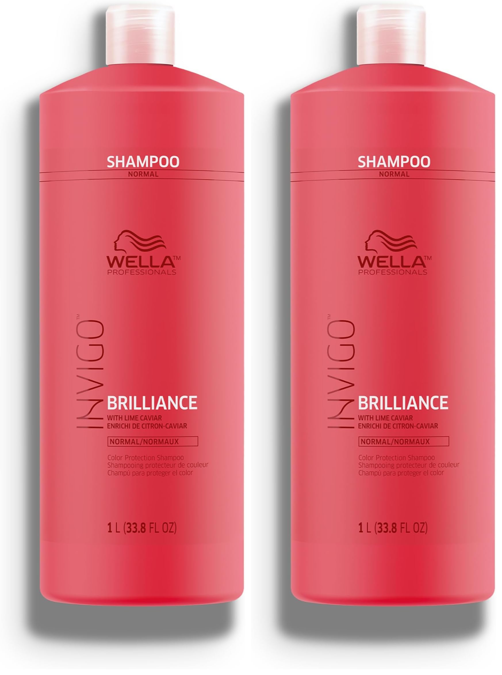 Wella Professionals Invigo Brilliance Shampoo | For Fine/Normal Colored Hair | Intense Color Protection & Maintains Vibrancy-| 33.8 Fl Oz-| 1 L,(Pack of 2) Image