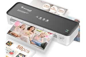 Bonsaii Laminator Machine, 9 Inch Laminators Machine with 50 Laminating Sheets, Laminator with Never Jam Technology for Doc/Posters/Photo, Simple Convenient for Home, Office and School - L418-C Grey