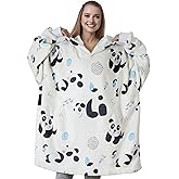 Huglanket Panda Gifts Wearable Blanket Hoodie, Oversized Wearing Blanket for Panda Lovers - Sleep