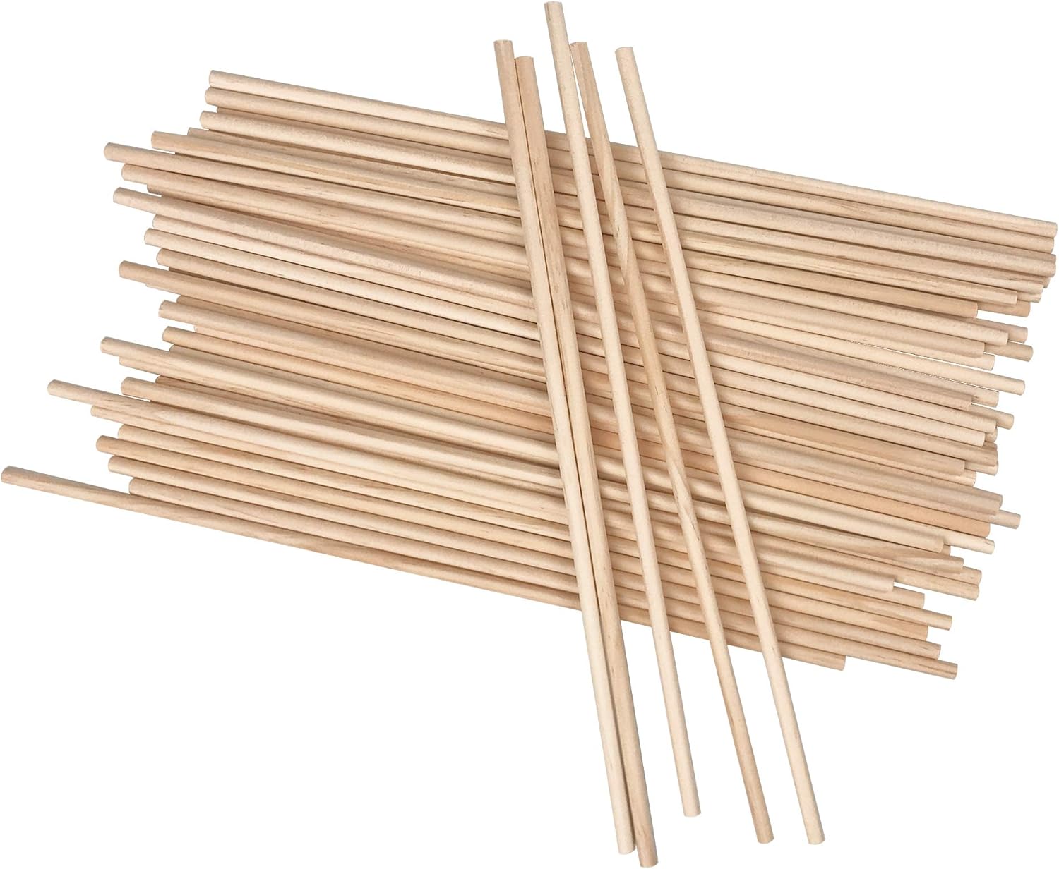 Long Wood Dowel Rods Unfinished Natural Wood Craft Dowel Sticks 50 Pack 1/4 Inch x