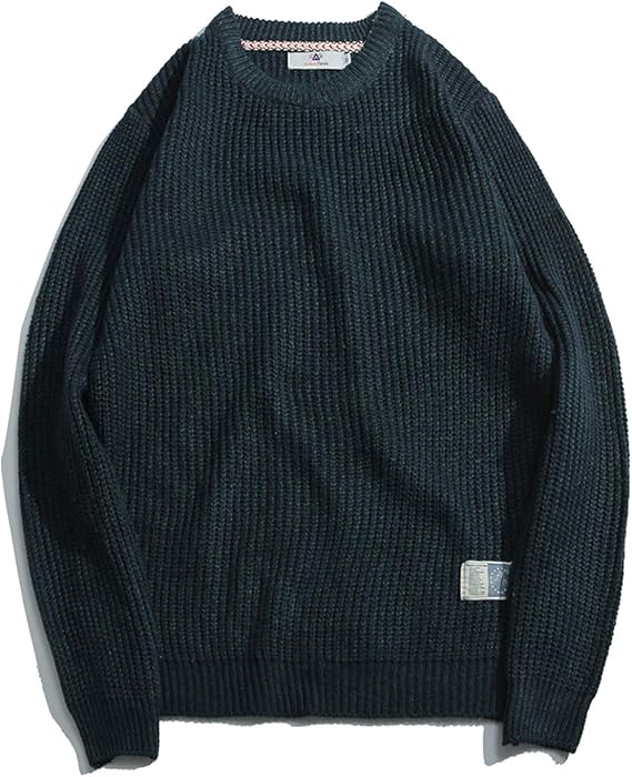Amazon Favorable Scenery ニット セーター メンズ 秋 冬 クルーネック 無地 シンプル 長袖 M ダークグリーン セーター 通販