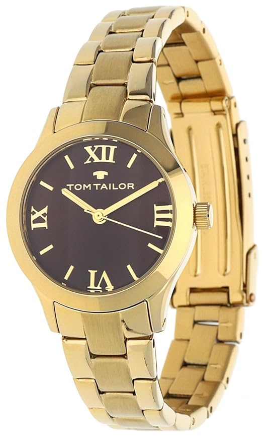 Tom Tailor Damenuhr Quarz Edelstahl Gold Braun 5416203