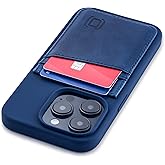 Dockem iPhone 14 Pro Card Case with Liquid Silicone Shell, Built-in Metal Plate for Magnetic Mounting & Stitched-on Wallet with 2 Premium Synthetic Leather Credit Card Slots (M2L, Navy)