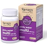 Renzo's Picky Eater Kids Multivitamin with Iron, Dissolvable Tabs, 60-Count | 18 Essential Vitamins &amp; Minerals, Clean Label, Sugar-Free, Vitamin B12, B6, A, C, D, E &amp; K, Apple Flavor, 1-2 Month Supply