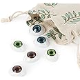 Vollence 3 Pair of 3 Colors Oval Flat Hollow Plastic Eyes Puppet Doll Bear Craft Eyes Eyeballs Mask Making DIY Supplies for Porcelain or Reborn Dolls Stuffed Animal Toys Troll Scary Eyes