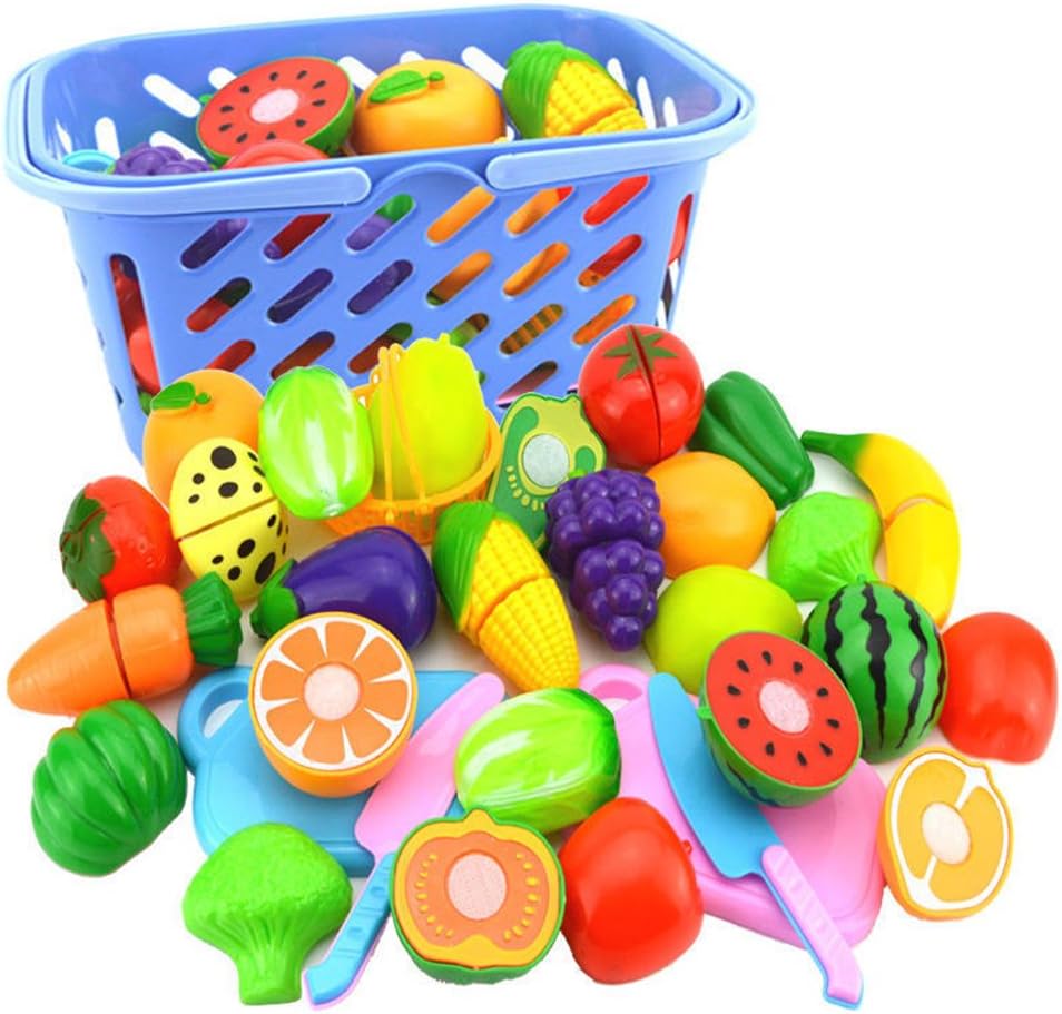 lightclub Fruit Vegetable Food Cutting Set Reusable Role Play Pretend Kitchen Toys for Kids 1