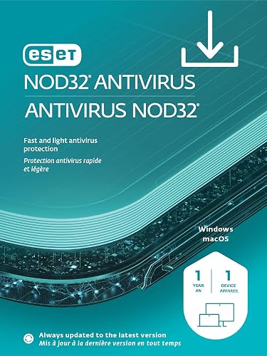 ESET NOD32 Antivirus | 2025 Edition | 1 Device | 1 Year | Antivirus Software | Gamer Mode | Light System Footprint | Official Download with License [PC/Mac Online Code]