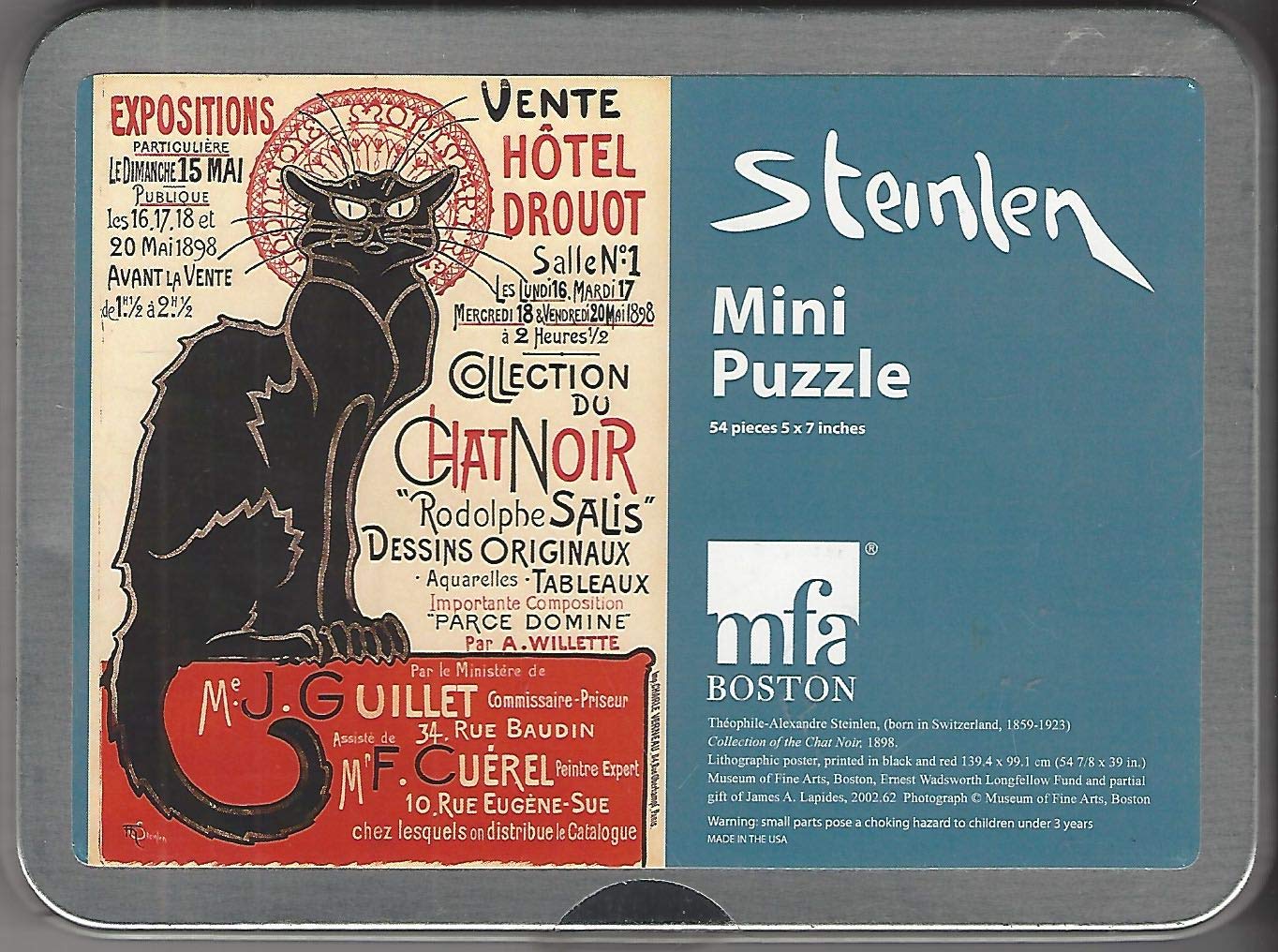 Steinlen Mini Puzzle Chat Noir Pz Tin 54 Pieces 5 X 7 Inches Theophile Alexandre Steinlen Mfa Boston Amazon Com Books
