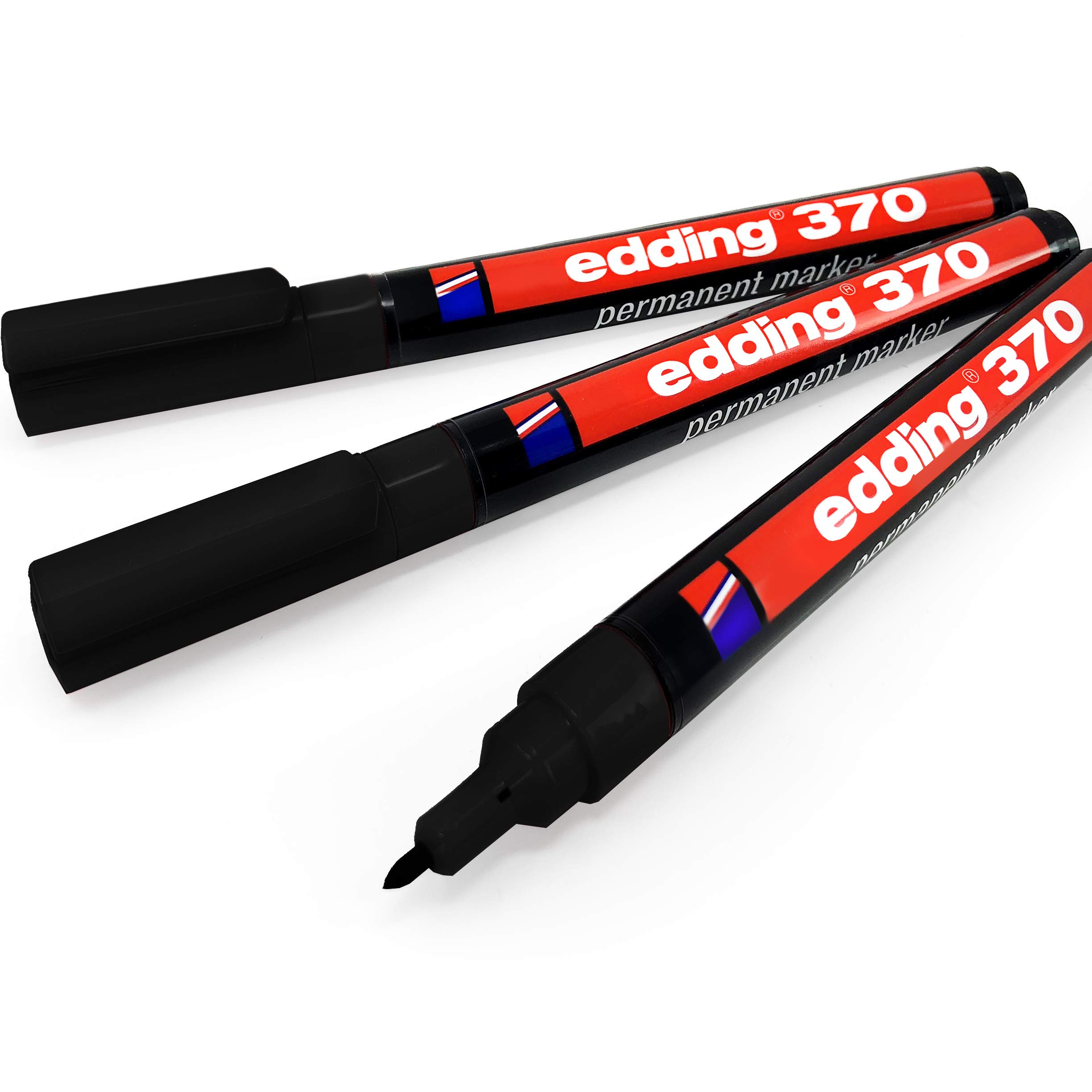 Edding 370 Permanent Marker Pen – 1mm Bullet Tip – Black – Pack of 3