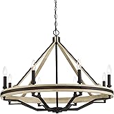 Minka Lavery 2628-860 Sonoma 8 Light 34" Wide Taper Candle Style Chandelier - Dark Bronze and Natural Solid Wood