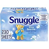 Snuggle Fabric Softener Dryer Sheets, Blue Sparkle, 230 Count | Long-Lasting Fresh Scent, Reduces Static and Wrinkles, Repels Pet Hair and Lint, HE Dryer Compatible
