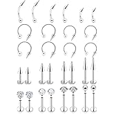 Uzgtvy 16G Spike Lip Labret Medusa Monroe Snake Bites Piercing Jewelry 316L Surgical Steel Eyebrow Rings Cartilage Helix Tragus Daith Rook Earrings Piercing Jewelry for Womem Men