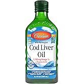 Carlson Cod Liver Oil, 1100 mg, Omega-3s, Unflavored, 250 mL (8.4 Fl Oz) | plus Vitamins A and D3; Wild Caught Norwegian Arctic Cod Liver Oil; Sustainably Sourced Nordic Fish Oil Liquid