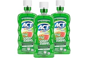 ACT Kids Anticavity Fluoride Mouthwash, Sugar & Alcohol Free Mouth Rinse Strengthens Teeth, Wild Watermelon, 16.9 fl. oz.(Pack of 3)