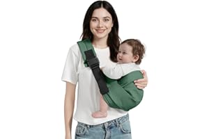 MISSWISDOM Baby Sling Carrier, Toddler Carrier Sling with Double Safety Buckle and Adjustable Shoulder Strap(7-30lbs), Baby Carriers One Size Fits All, Dark Green