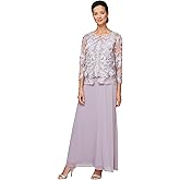 Long Embroidered Jacket Dress with Scallop Edge Detail & A-Line Skirt NAVY / 18