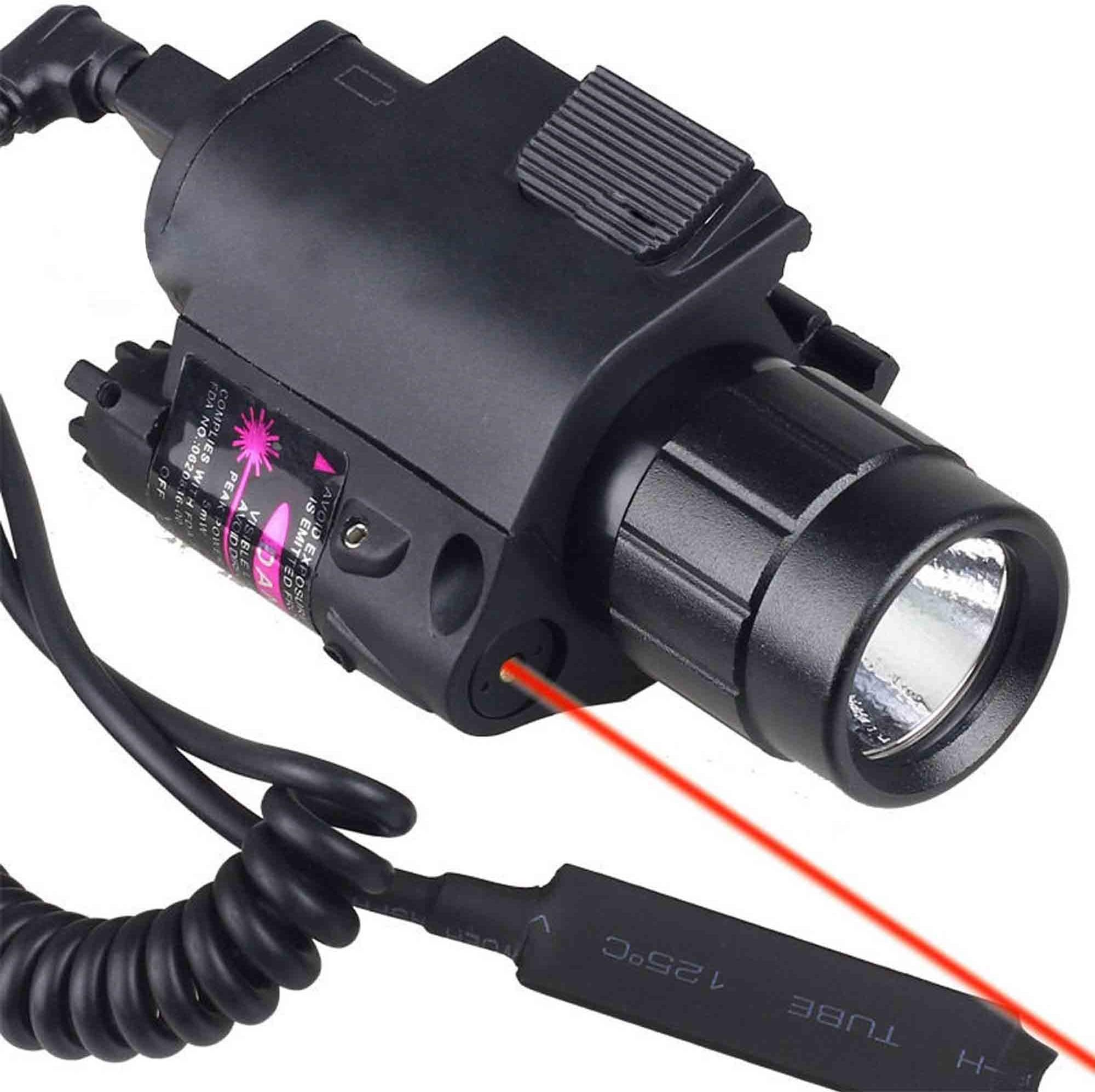MAYMOC Red Laser Flashlight with Picatinny Rail Mount and Tail Switch
