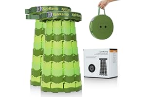 XplrKamp Retractable Folding Stool - Heavy Duty 400 lb Collapsible Portable Stool for Camping, Hiking, Fishing, Indoor/Outdoor with Non-Slip Base and Lightweight Design (Light Green, 2-Pack)