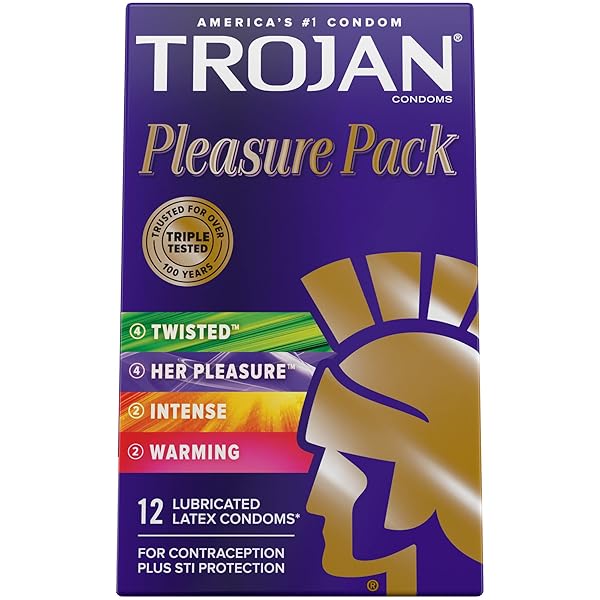 TROJAN PLEASURE VARIETY PACK LUBRICATED CONDOMS – 12 COUNT