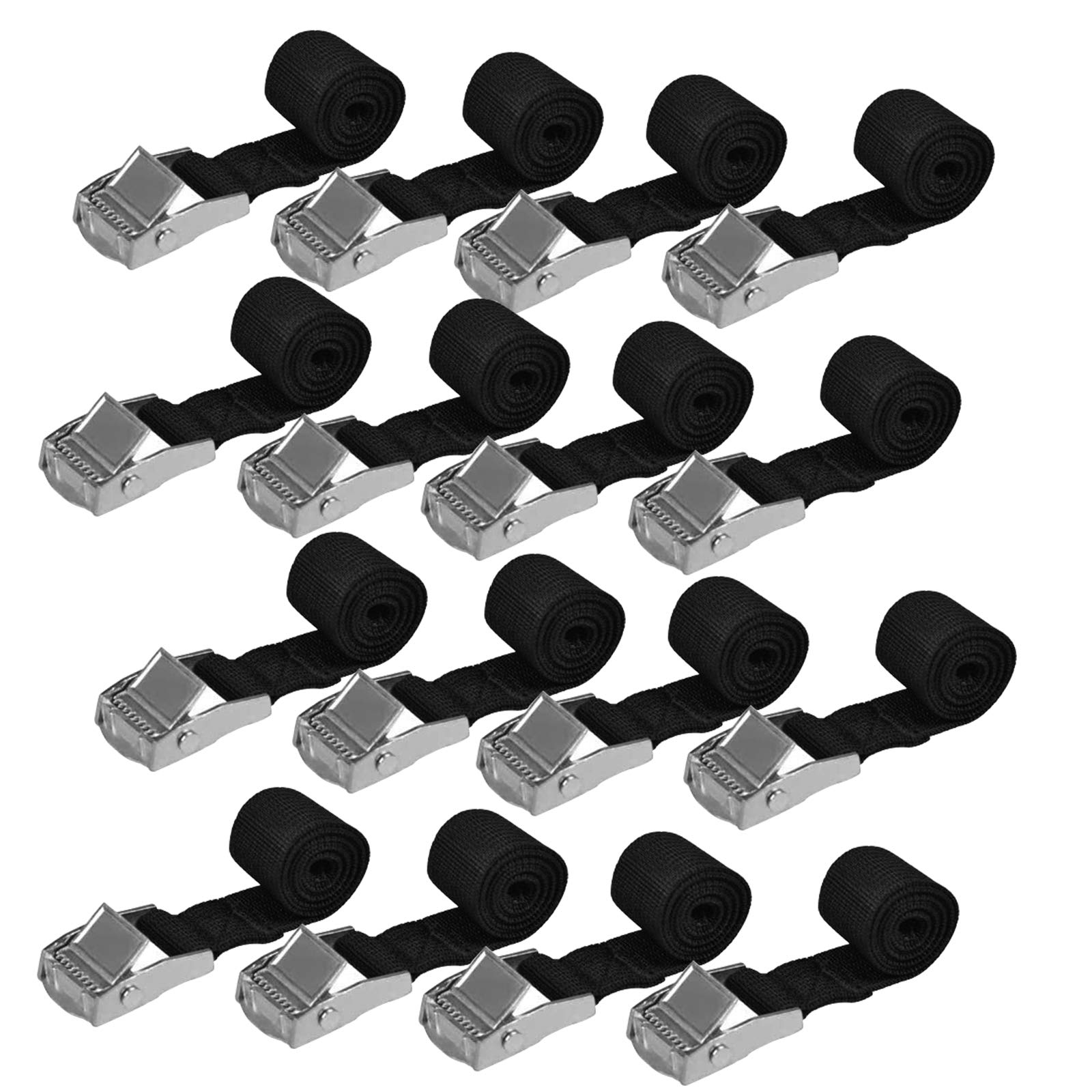 16 Pcs Tie Down Straps Fixing Kit, Tightening Strap Bicycle Carrier Lock Straps Car Truck Cargo Strap with Tightening Buckle for Transporting Motorcycle, Truck, Bicycle (2.5 cm x 2 m)
