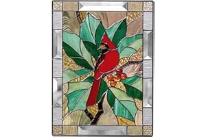 JUOPZKENN Cardinal Decoration Art Stained Glass Window Hangings Cardinal Stained Window Panel Glass Window Hanging for Wall Decoration(#2)