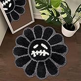 Shovagy Trippy Happy Face Rug Cool Rugs Tufted Quick Dry Bath Mats for Bathroom Non Slip Bath Mat Water Absorbent 2.6FT Black Bathroom Rugs Halloween Gothic Ghost Skull Horror Decor Carpet