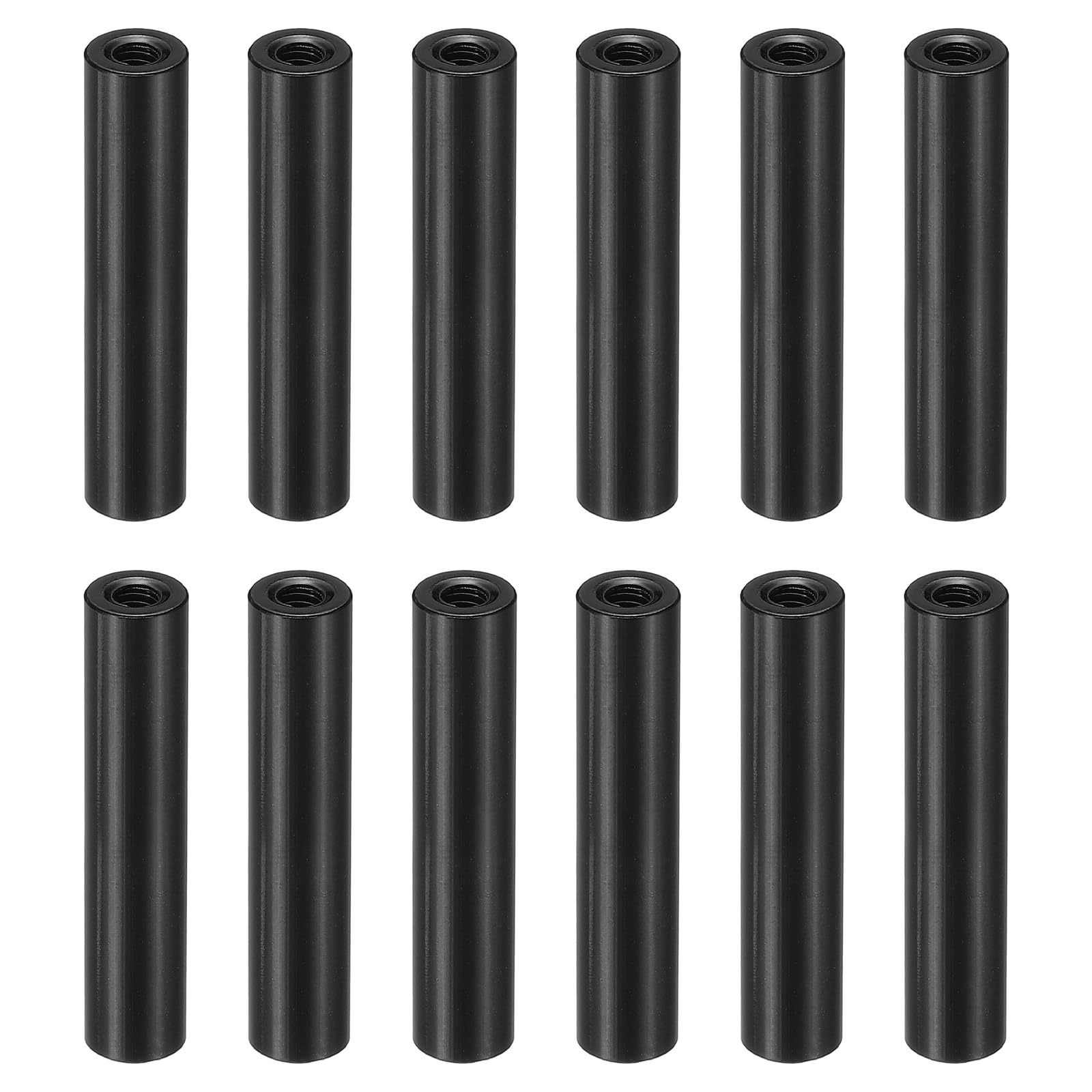 PATIKIL 12pcs M3 Metal Threaded Standoff Spacer Nuts, Round Aluminum Spacers Female Coupling Screws, 1/8" ID x 1/4" OD, Black 3x6x30mm