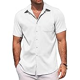COOFANDY Men's Linen Shirts Short Sleeve Casual Shirts Summer Beach Button Down Shirts with Pocket