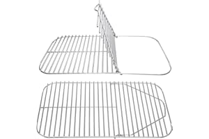 SafBbcue Stainless Steel Hinged Cooking Grid for PK Grill Smoker 300 Series Cooking Grate for PK Grills (1997-2020) BBQ Griddle with Lift Tab 304 Stainless Steel, Compatible with PK99011