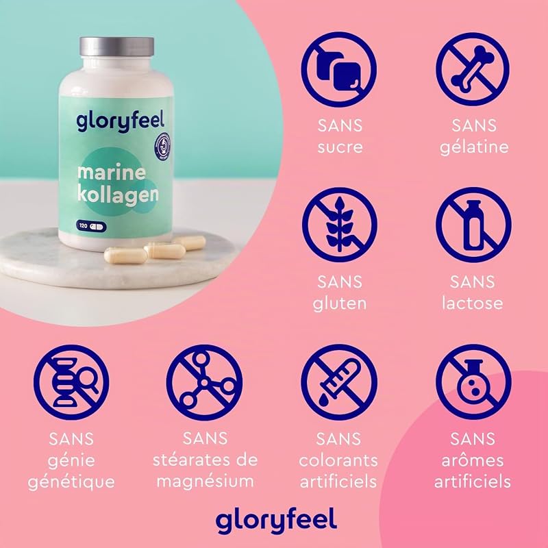 Collagene Marin Pur (Type 1) 1500mg Hautement Dosée, 120 Capsules d'Hydrolysat de Collagène, 100% Collagène Naturel, Facilement Absorbé, Sans Arômes et Additifs